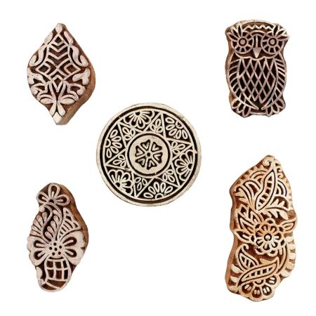 Set of 5 Piece New Mix Wooden Printing Blocks